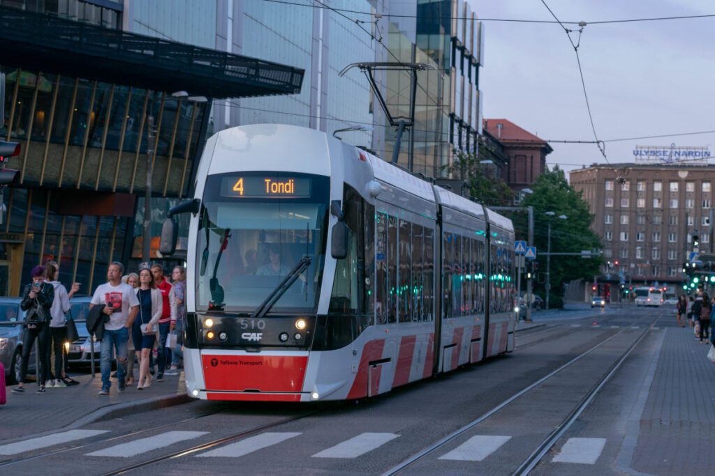 Tallinn's Modern Tram System in Urban Landscape