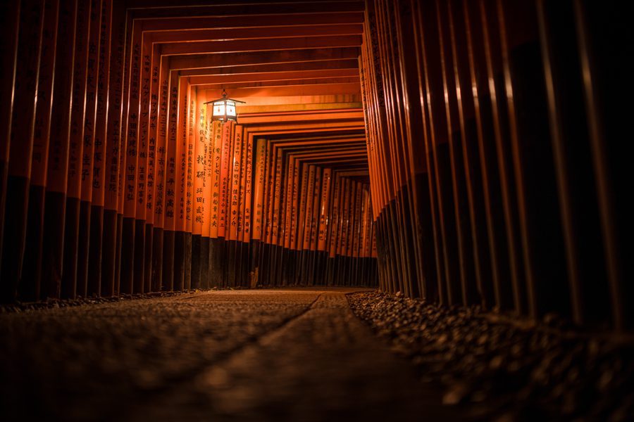 Serene Evening Stroll Through Fushimi Inari Taisha Shrine