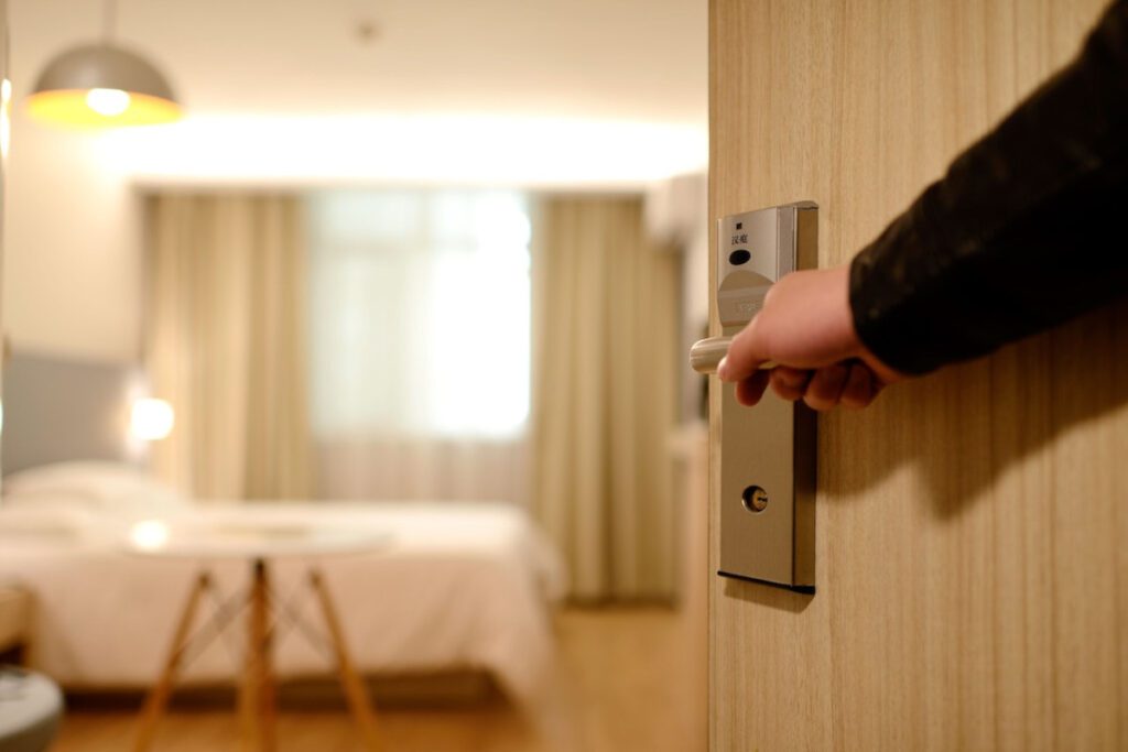 Hotel room with advanced security features