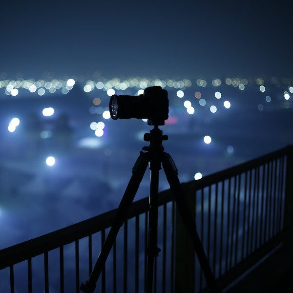 Nighttime Camera Setup on Tripod